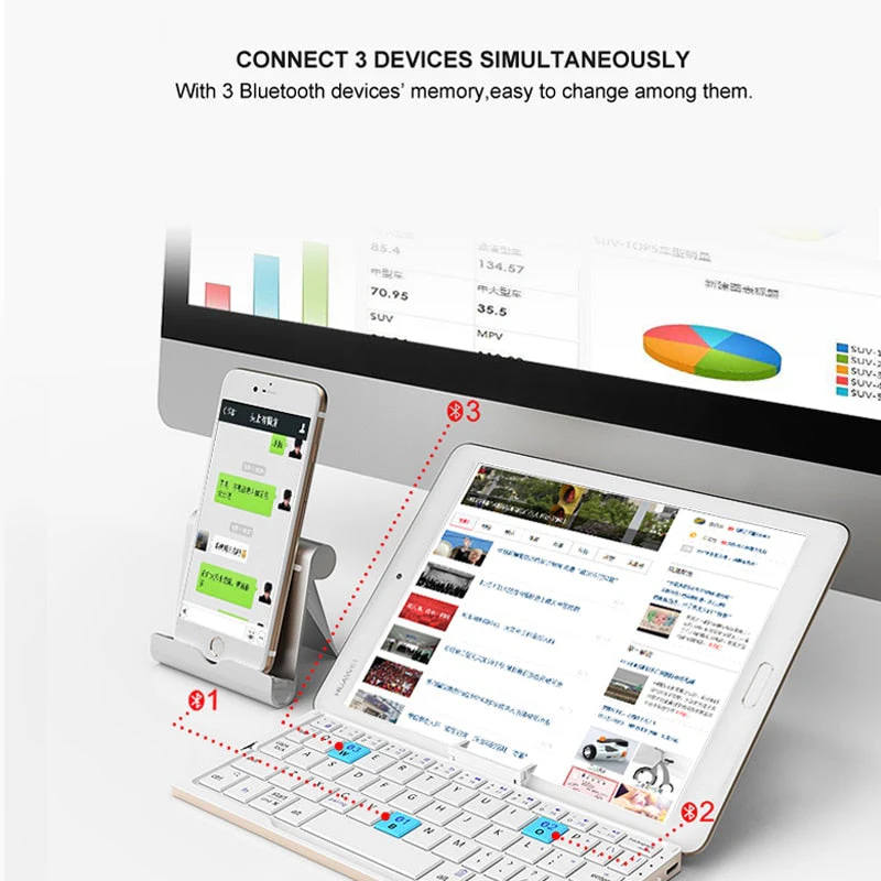 Mini portable foldable Bluetooth wireless keyboard