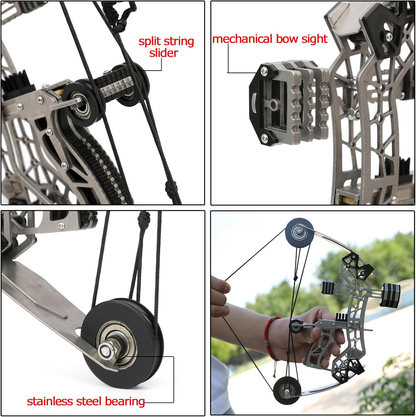 10 - inch mini compound bow set, 12 lbs, for archery competitions, outdoor sports and hunting.