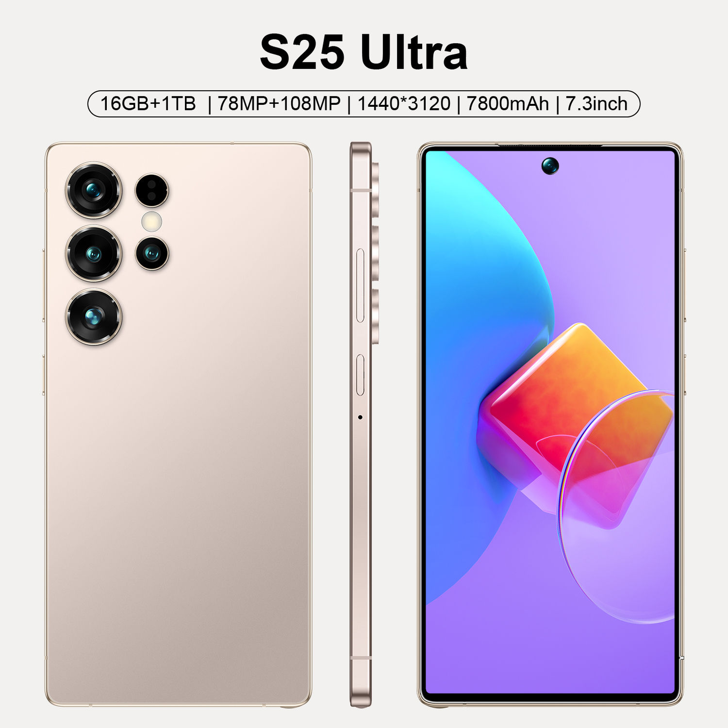 S25 Ultra Phone 7.3 Inch 16GB+1TB