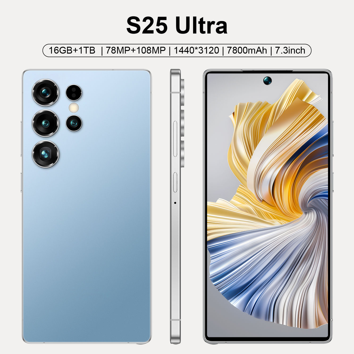 S25 Ultra Phone 7.3 Inch 16GB+1TB