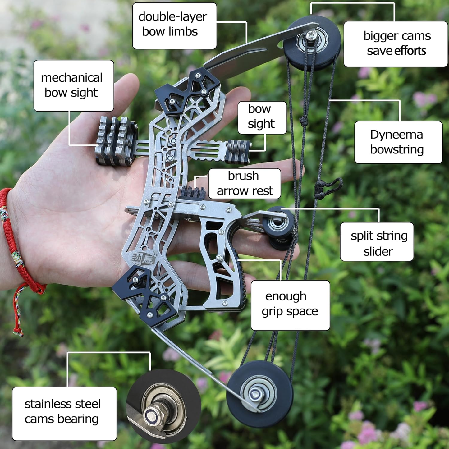 10 - inch mini compound bow set, 12 lbs, for archery competitions, outdoor sports and hunting.