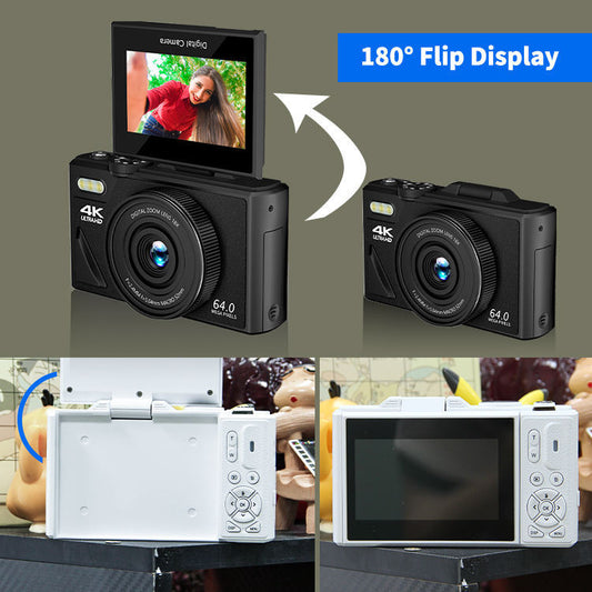 Vintage Flip-Screen 4K CMOS Digital Camera