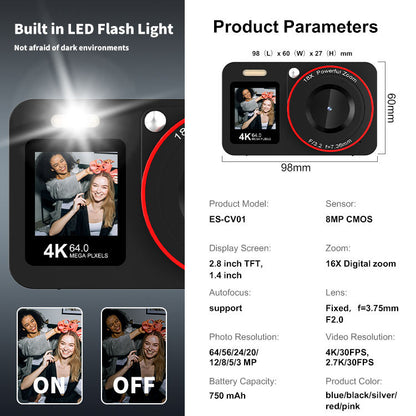 Miniature compact digital camera